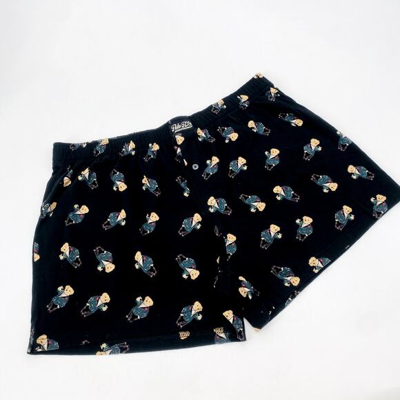 Ralph Lauren Black Teddy Bear Polo Lounge Shorts - Picture 2 of 4